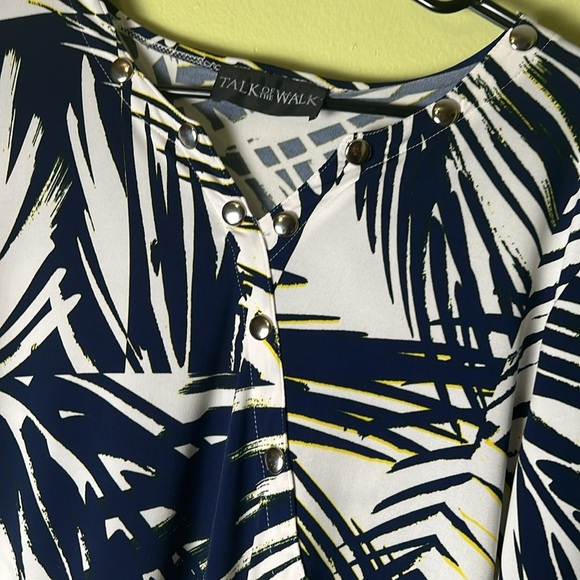 Talk of the walk vintage , long sleeve,Navy and White Patterned Women's Top - Picture 4 of 6